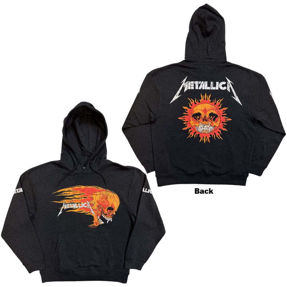 Metallica - Worn Pushead Flaming Skull Hoodie/trui - Grijs